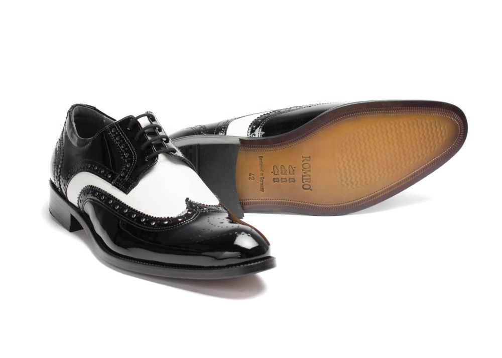 485-schwarz-weiss-Lack-Perlato-5 Herrenschuhe Budapester schwarz-weiß Lackleder