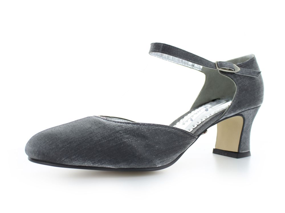 255-silber-a Riemchen Pumps Happy silber Satin