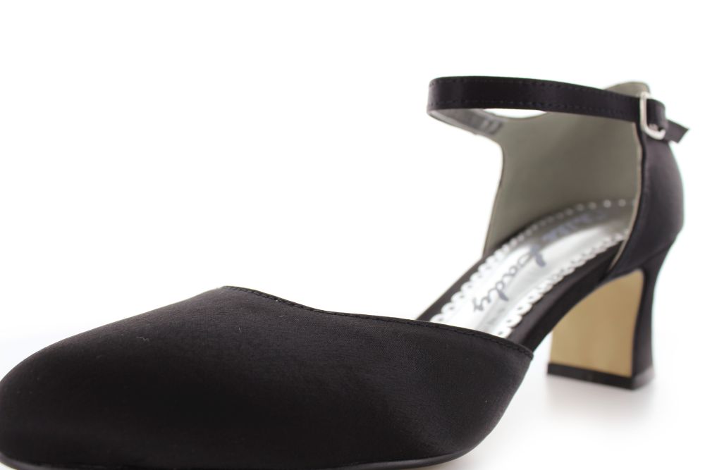 255-schwarz-b bequeme Riemchen Pumps Happy schwarz Satin